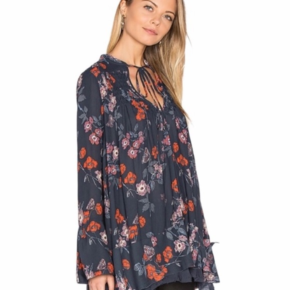 FREE PEOPLE “So Fine” Floral Chiffon Print Tunic Top - Picture 2 of 16